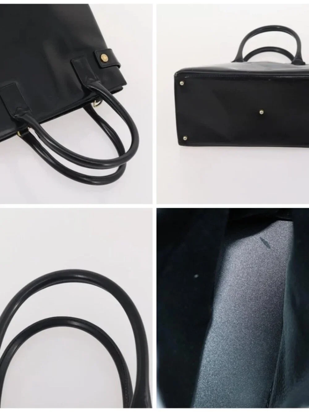 GUCCI GG Canvas Shoulder Bag Leather 3 Set Black Beige Auth bs34147